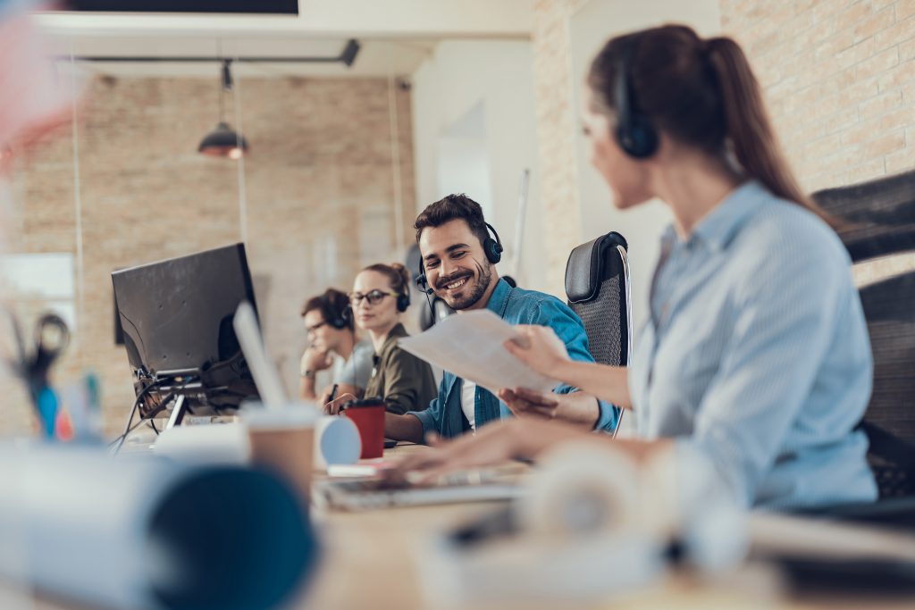 Team smiling and having fun at work